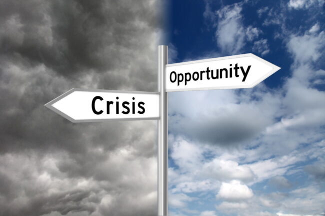 Crisis opportunity recession directional sign change